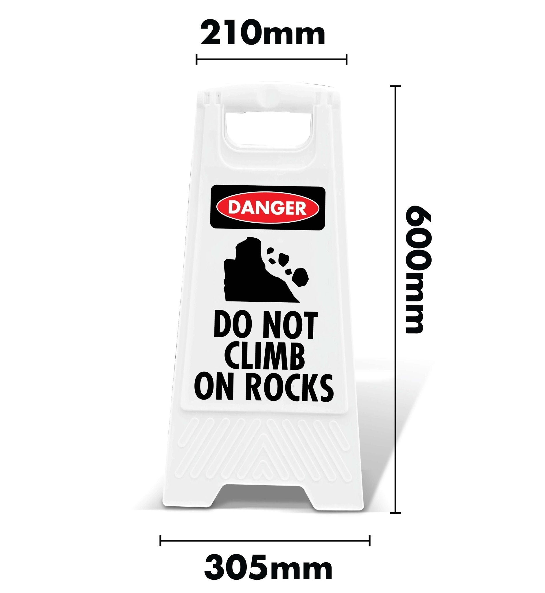 White A - Frame - Danger Do Not Climb on Rocks - New Signs