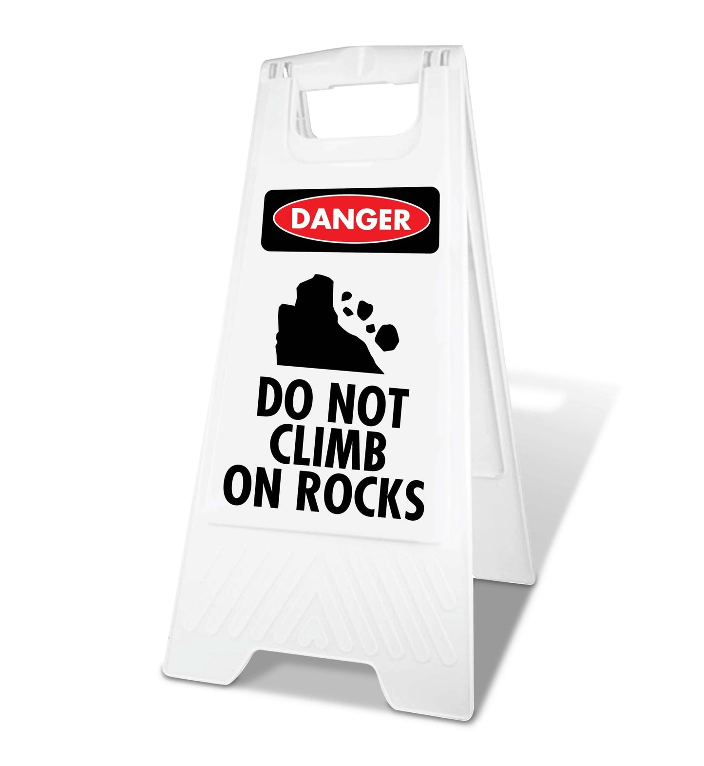 White A - Frame - Danger Do Not Climb on Rocks - New Signs