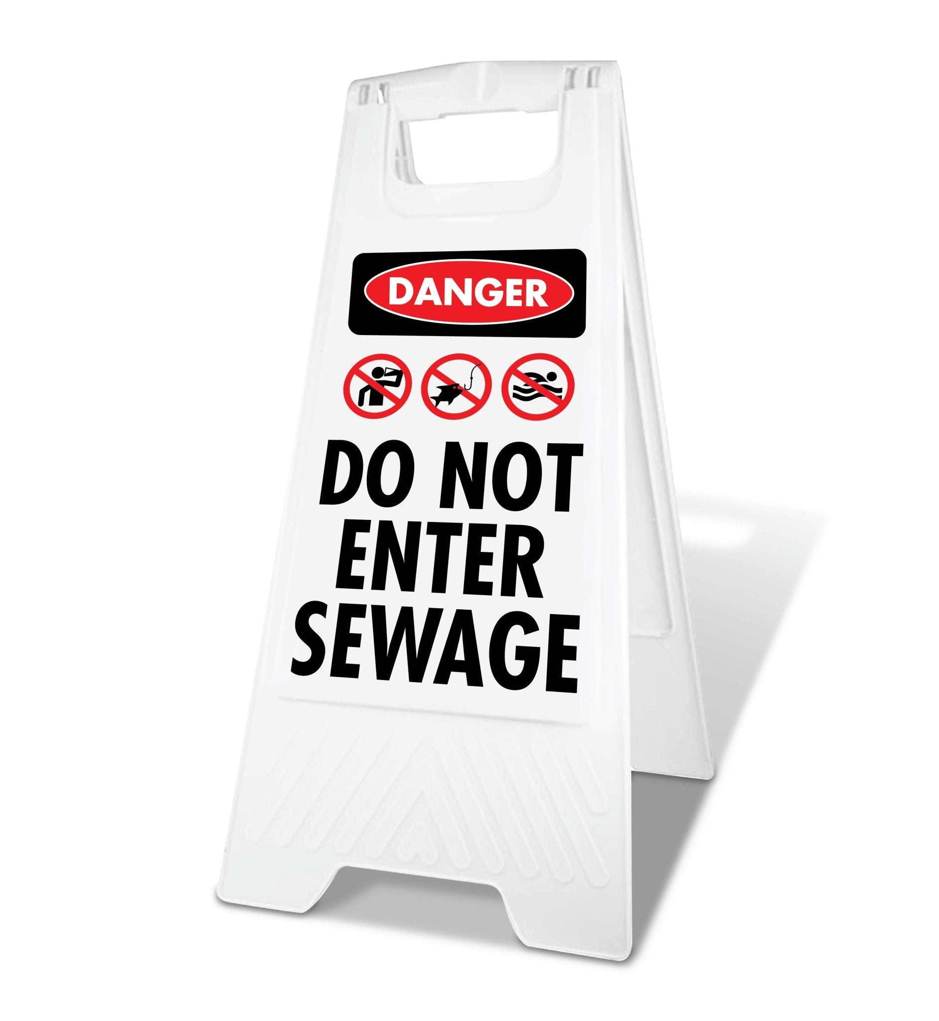 White A - Frame - Danger Do Not Enter Sewage - New Signs