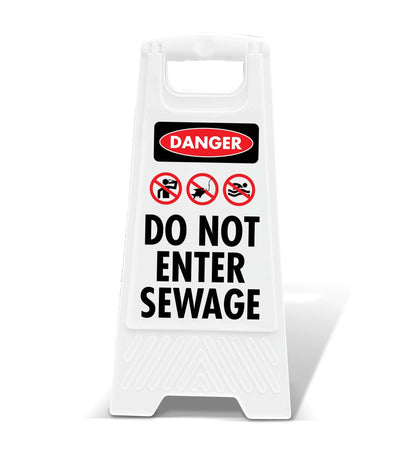 White A - Frame - Danger Do Not Enter Sewage - New Signs