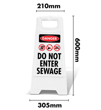 White A - Frame - Danger Do Not Enter Sewage - New Signs