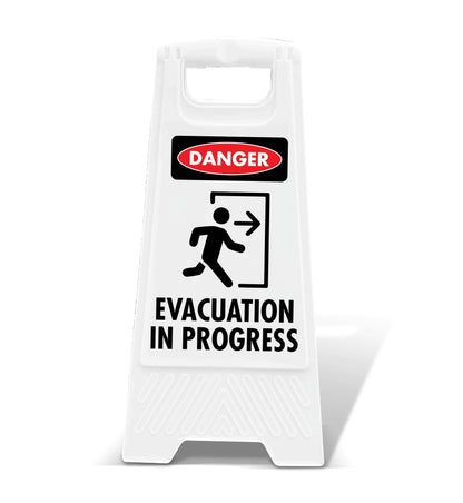 White A - Frame - Danger Evacuation In Progress - New Signs