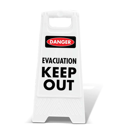 White A - Frame - Danger Evacuation Keep Out - New Signs