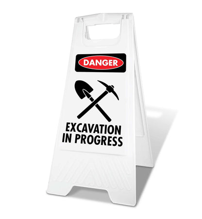 White A - Frame - Danger Excavation in Progress - New Signs