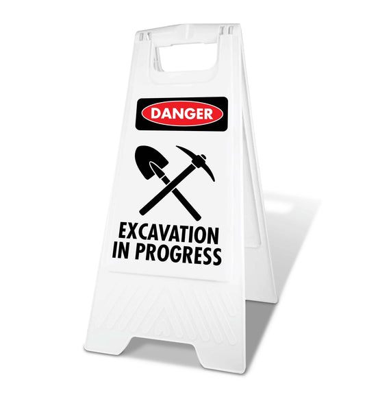 White A - Frame - Danger Excavation in Progress - New Signs