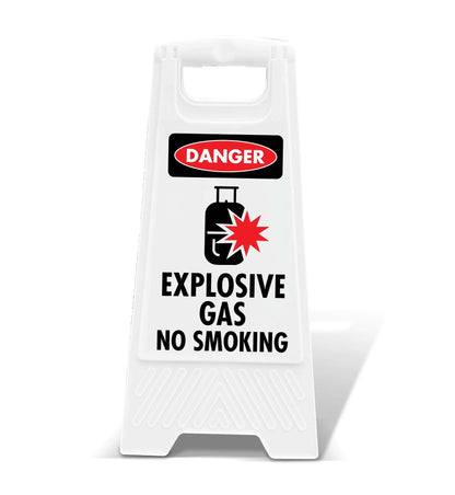 White A - Frame - Danger Explosive Gas No Smoking - New Signs
