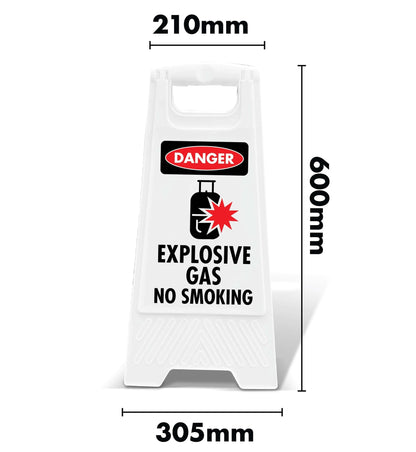 White A - Frame - Danger Explosive Gas No Smoking - New Signs