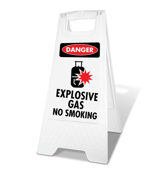 White A - Frame - Danger Explosive Gas No Smoking - New Signs