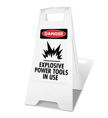 White A - Frame - Danger Explosive Power Tools - New Signs