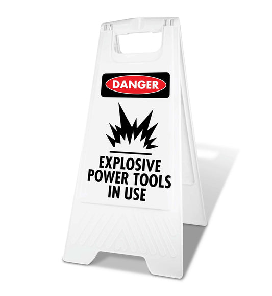 White A - Frame - Danger Explosive Power Tools - New Signs