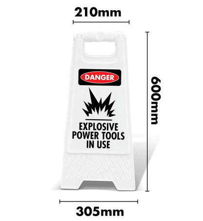 White A - Frame - Danger Explosive Power Tools - New Signs