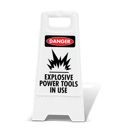White A - Frame - Danger Explosive Power Tools - New Signs