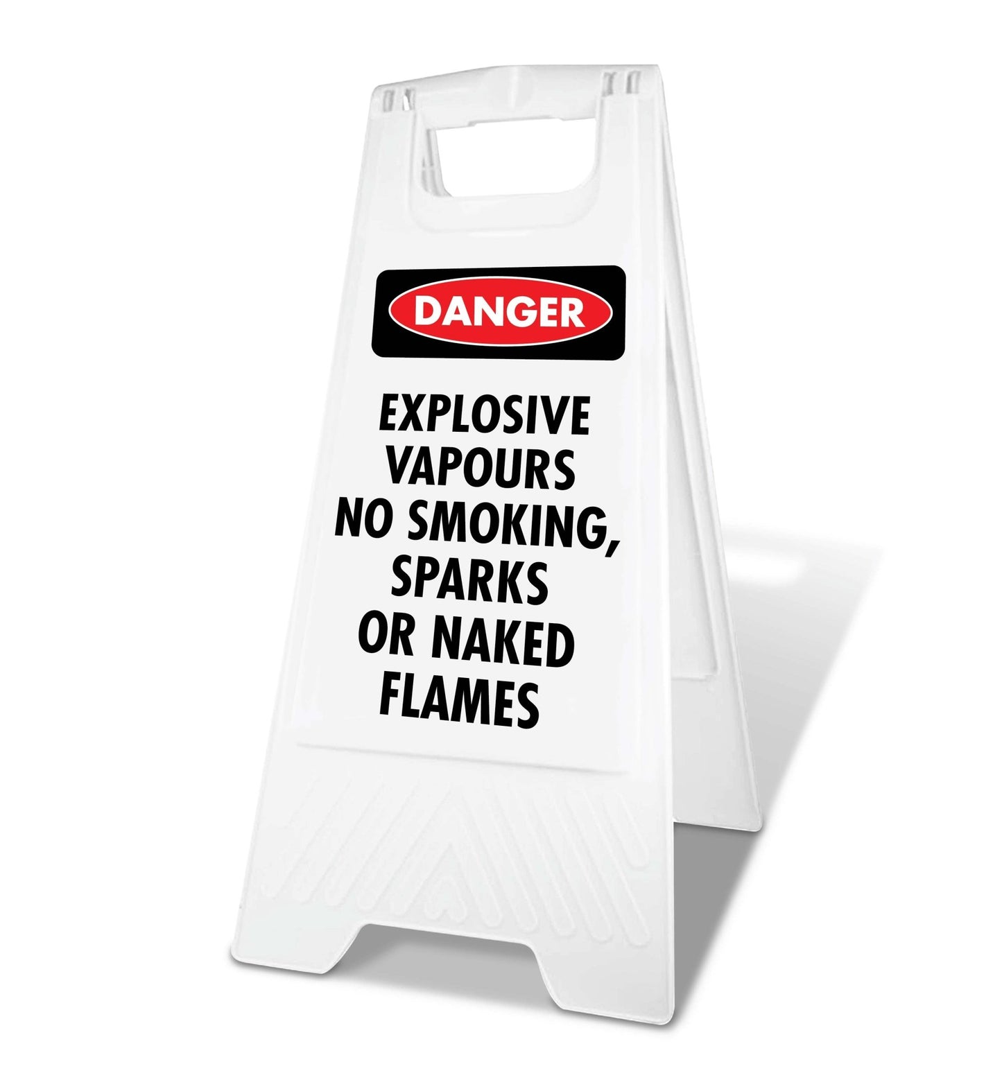 White A - Frame - Danger Explosive Vapours No Smoking Sparks Or Naked Flames - New Signs