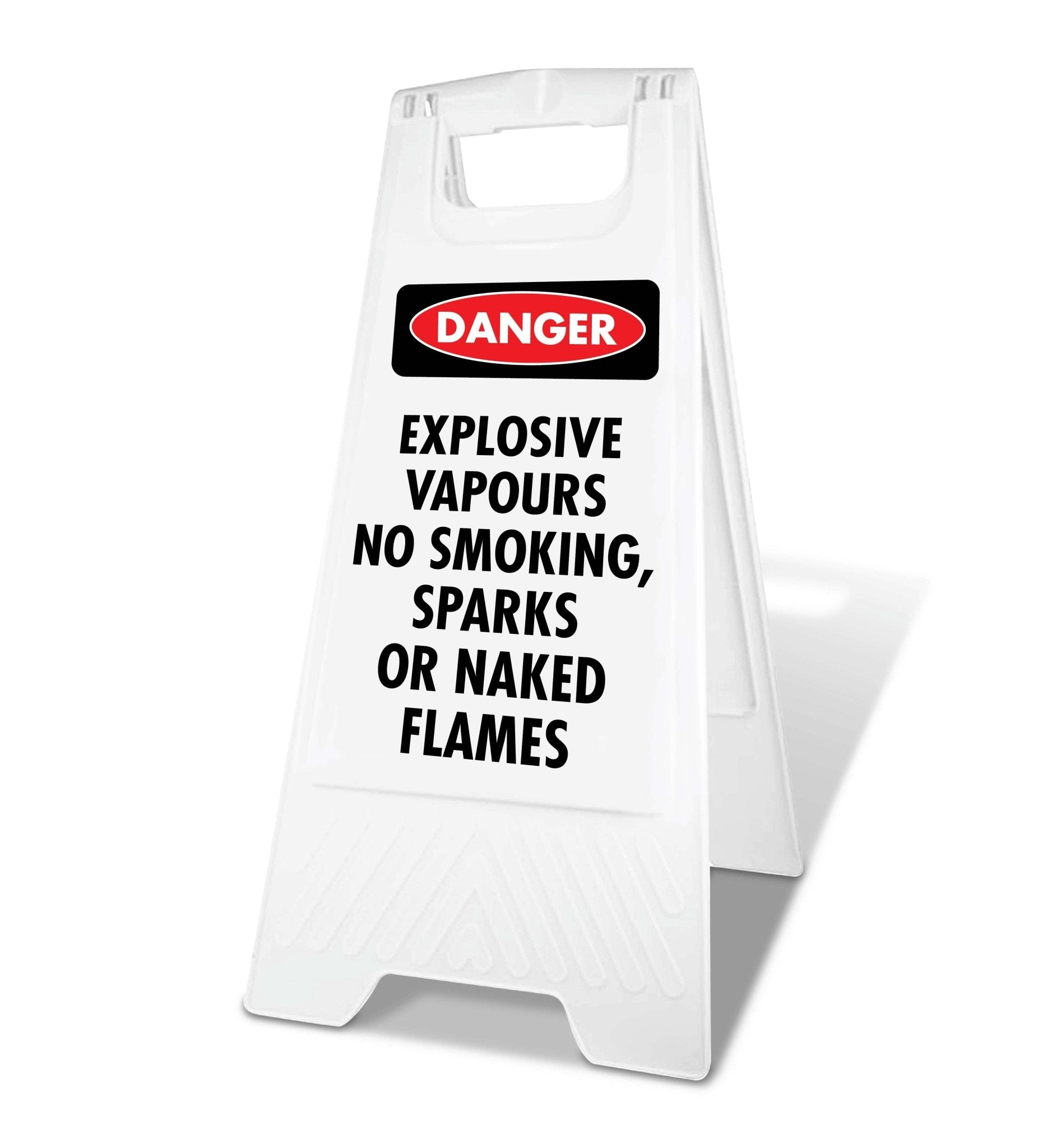 White A - Frame - Danger Explosive Vapours No Smoking Sparks Or Naked Flames - New Signs
