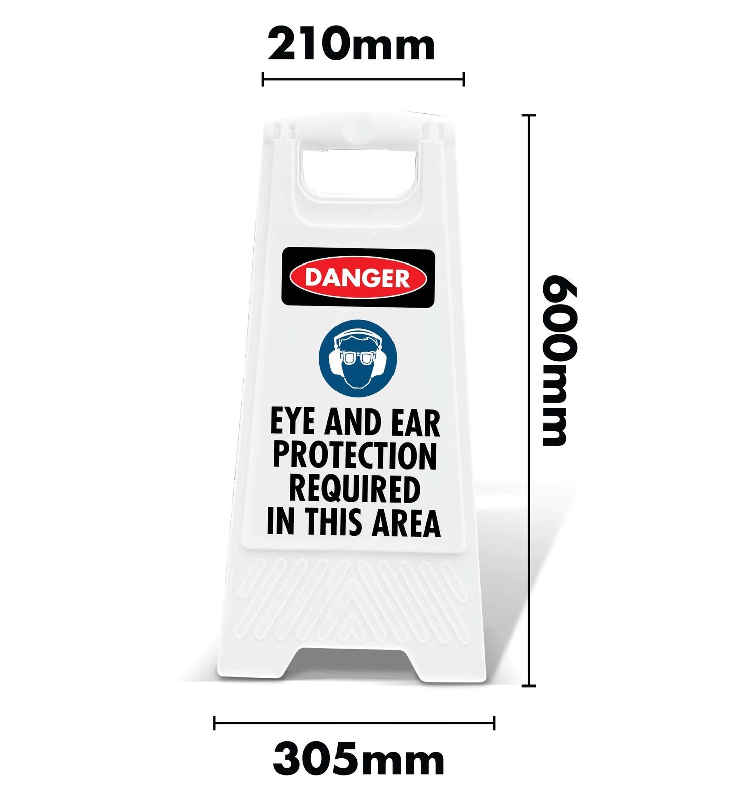 White A - Frame - Danger Eye And Ear Protection Required In This Area - New Signs