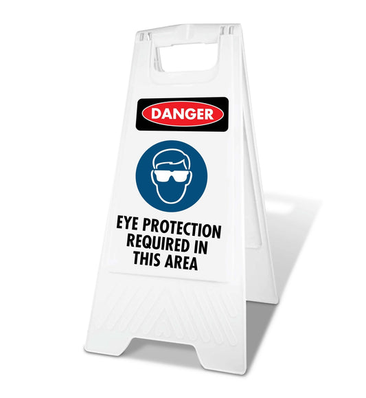 White A - Frame - Danger Eye Protection Required In This Area - New Signs