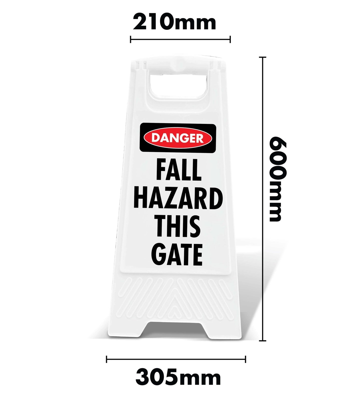 White A - Frame - Danger Fall Hazard This Gate - New Signs
