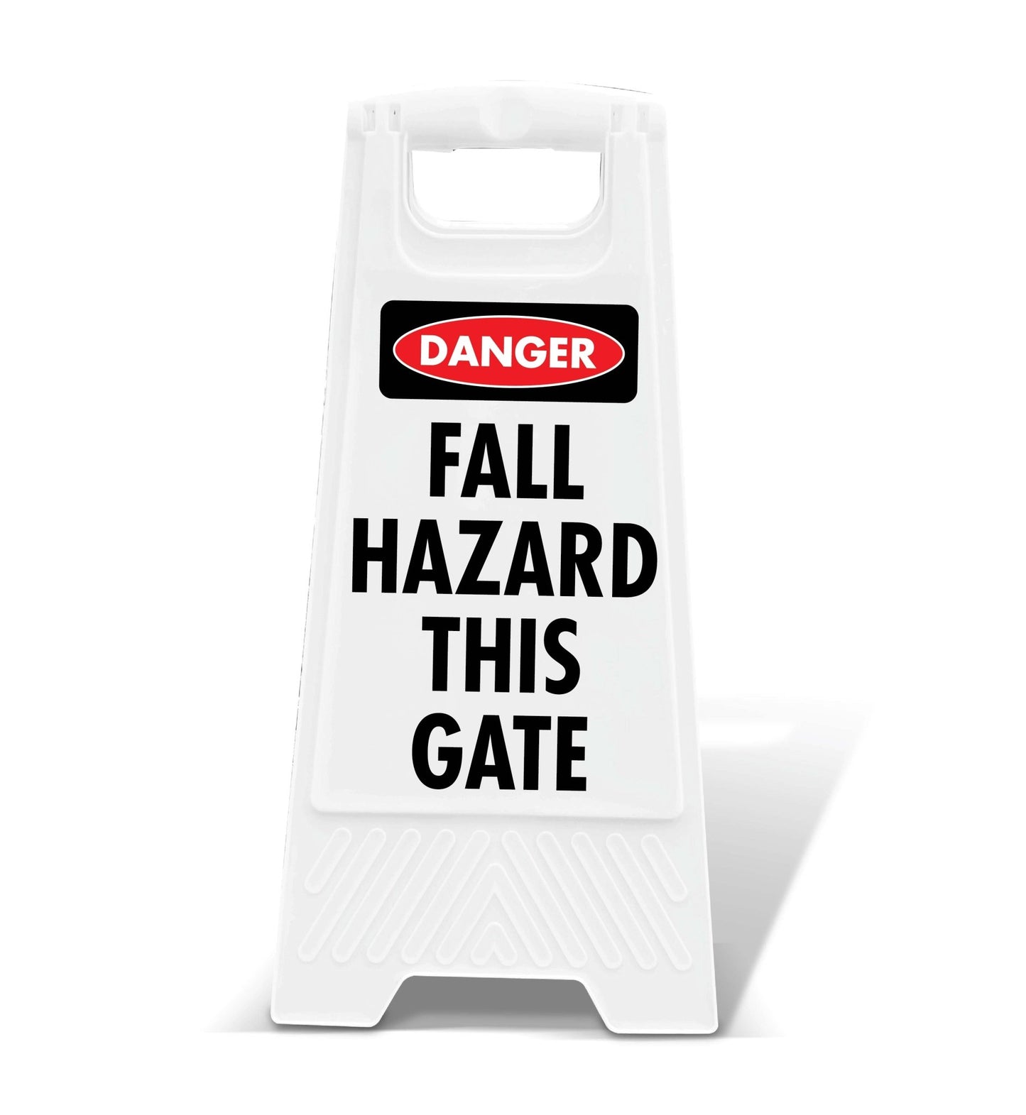 White A - Frame - Danger Fall Hazard This Gate - New Signs