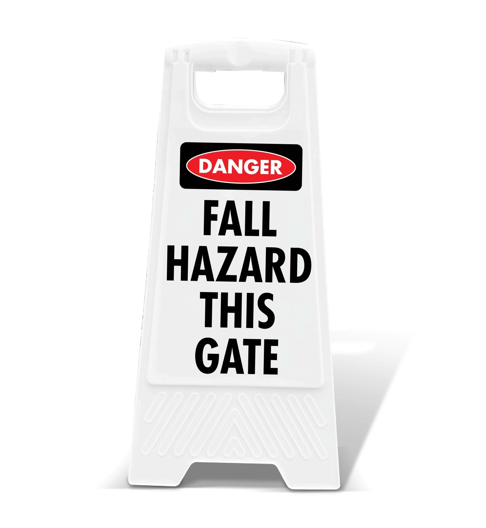 White A - Frame - Danger Fall Hazard This Gate - New Signs