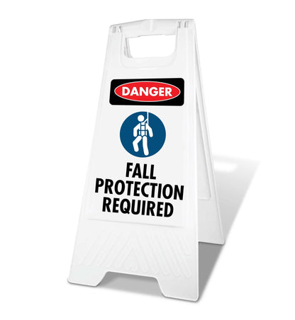 White A - Frame - Danger Fall Protection Required - New Signs