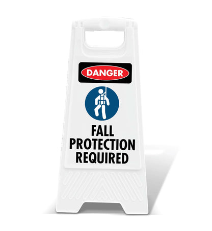 White A - Frame - Danger Fall Protection Required - New Signs