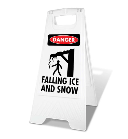 White A - Frame - Danger Falling Ice And Snow - New Signs