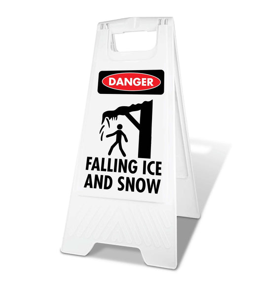 White A - Frame - Danger Falling Ice And Snow - New Signs