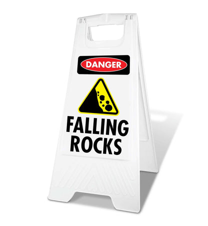 White A - Frame - Danger Falling Rocks - New Signs