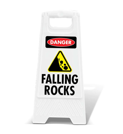 White A - Frame - Danger Falling Rocks - New Signs