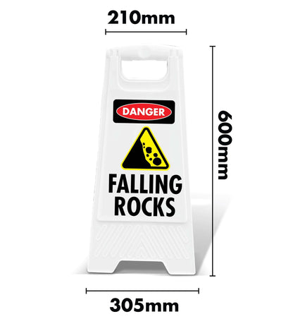 White A - Frame - Danger Falling Rocks - New Signs