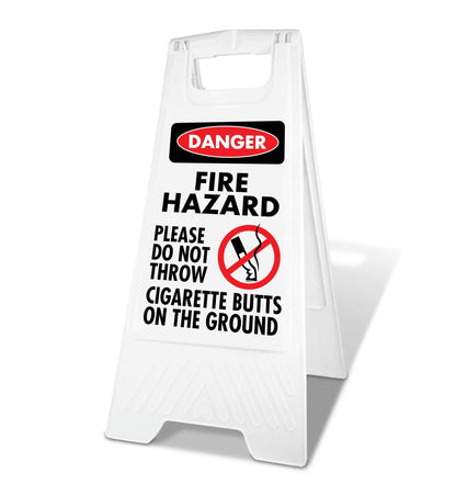 White A - Frame - Danger Fire Hazard - New Signs