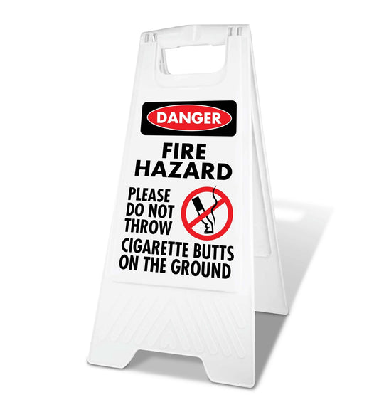 White A - Frame - Danger Fire Hazard - New Signs