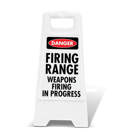 White A - Frame - Danger Firing Range Weapons Firing In Progress - New Signs