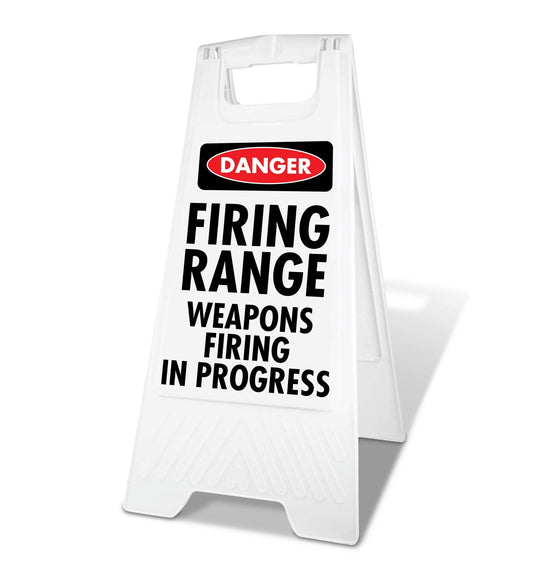 White A - Frame - Danger Firing Range Weapons Firing In Progress - New Signs