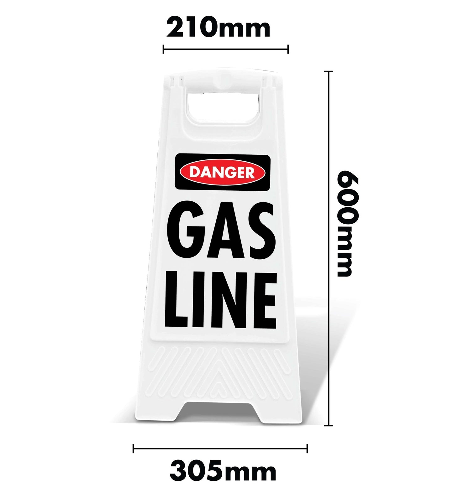 White A - Frame - Danger Gas Line - New Signs