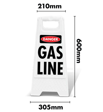 White A - Frame - Danger Gas Line - New Signs