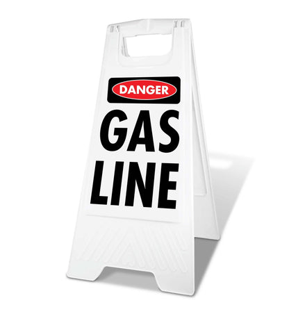 White A - Frame - Danger Gas Line - New Signs