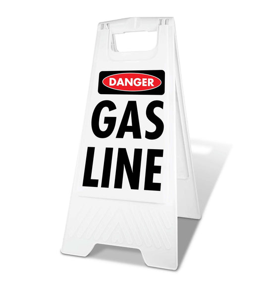 White A - Frame - Danger Gas Line - New Signs