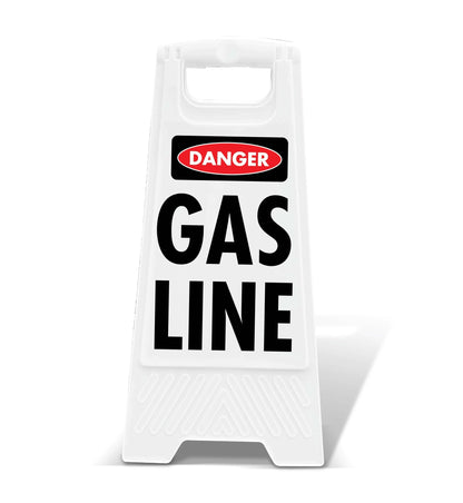 White A - Frame - Danger Gas Line - New Signs