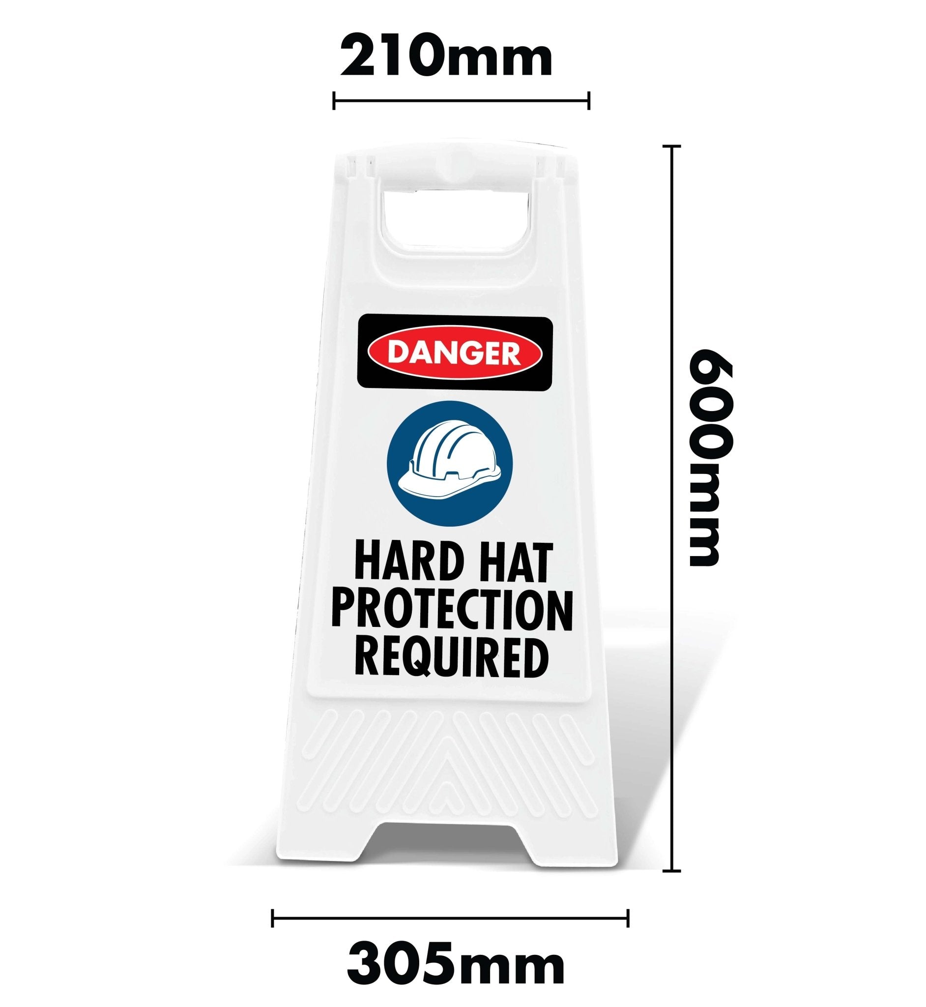 White A - Frame - Danger Hard Hat Protection Required - New Signs