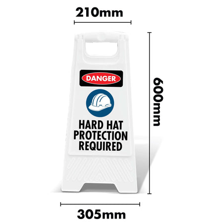 White A - Frame - Danger Hard Hat Protection Required - New Signs