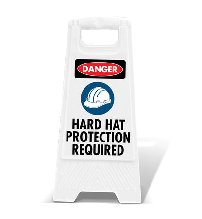 White A - Frame - Danger Hard Hat Protection Required - New Signs