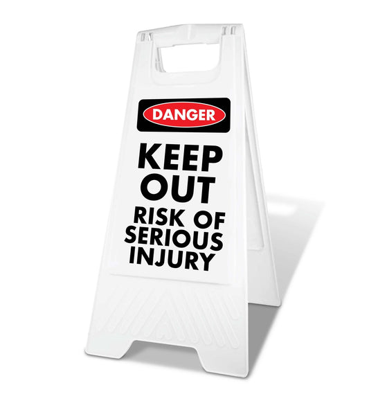 White A - Frame - Danger Keep Out Risk Of Serious Injury - New Signs