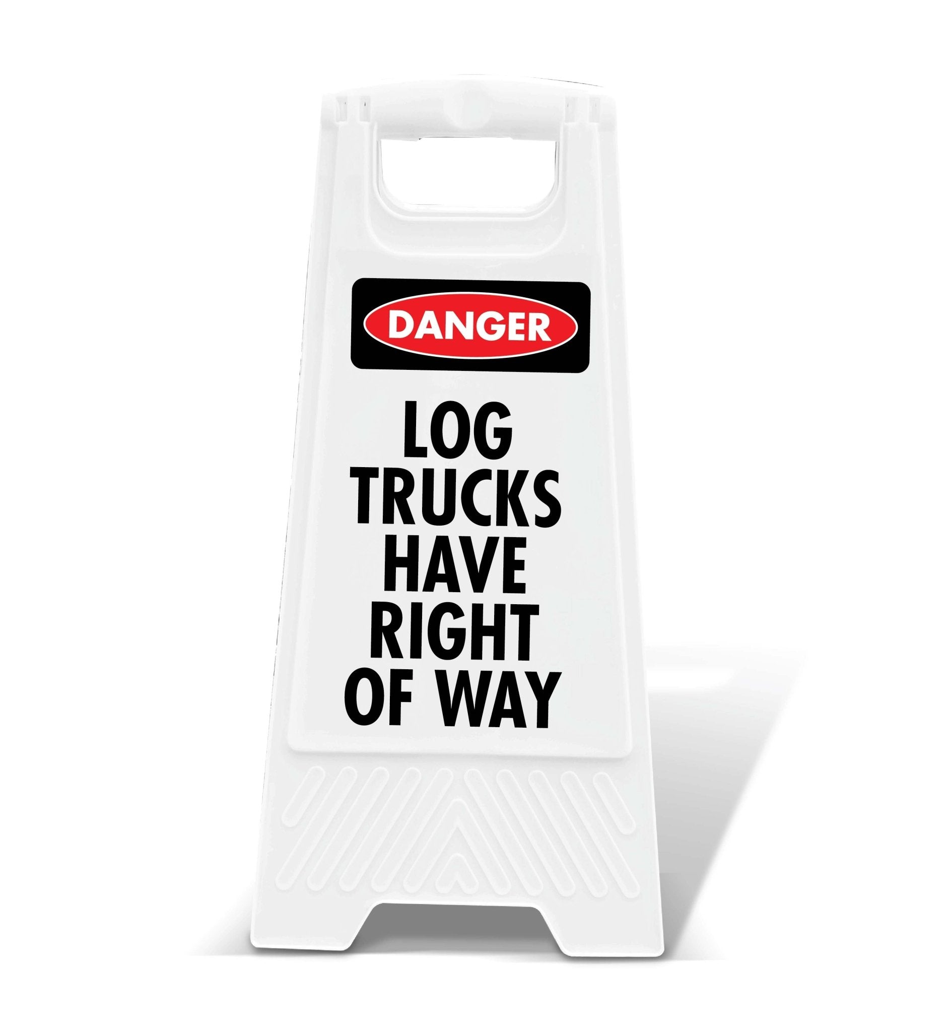 White A - Frame - Danger Log Trucks Have Right Of Way - New Signs