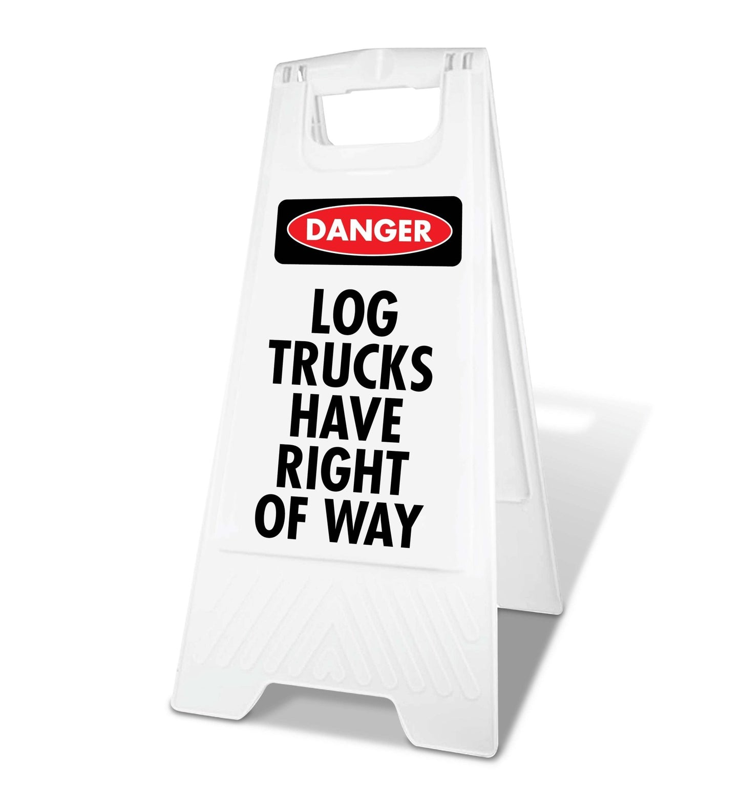 White A - Frame - Danger Log Trucks Have Right Of Way - New Signs