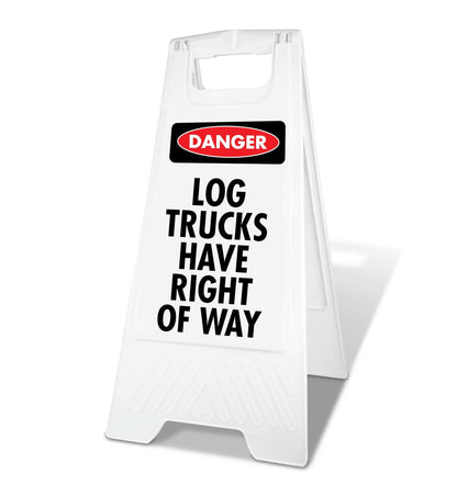 White A - Frame - Danger Log Trucks Have Right Of Way - New Signs