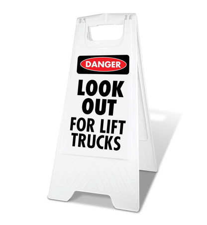 White A - Frame - Danger Look Out For Lift Trucks - New Signs