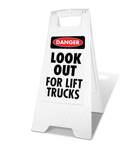 White A - Frame - Danger Look Out For Lift Trucks - New Signs
