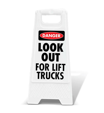 White A - Frame - Danger Look Out For Lift Trucks - New Signs