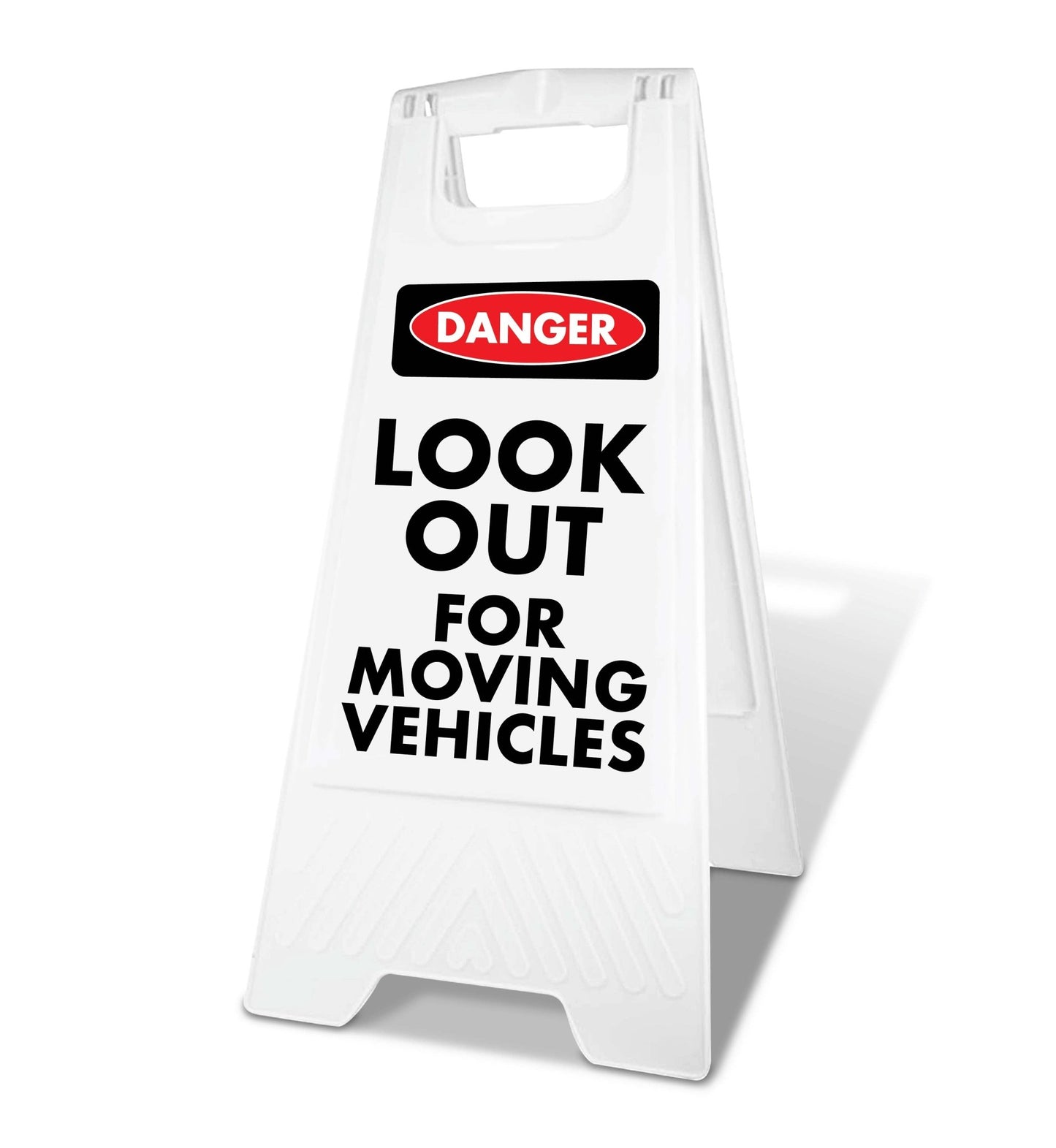 White A - Frame - Danger Look Out For Moving Vehicles - New Signs
